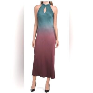 Young Fabulous & Broke Lou Lou’s Satiny Ombré Maxi Dress w Front Keyhole B7